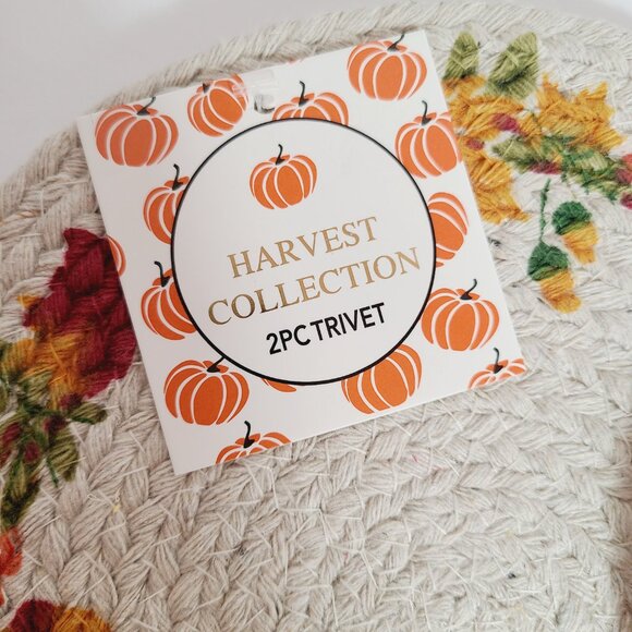 Harvest Collection Pumpkin & Fall Leaves Braided Trivets – 2 Sets (4 Total) - Picture 5 of 5